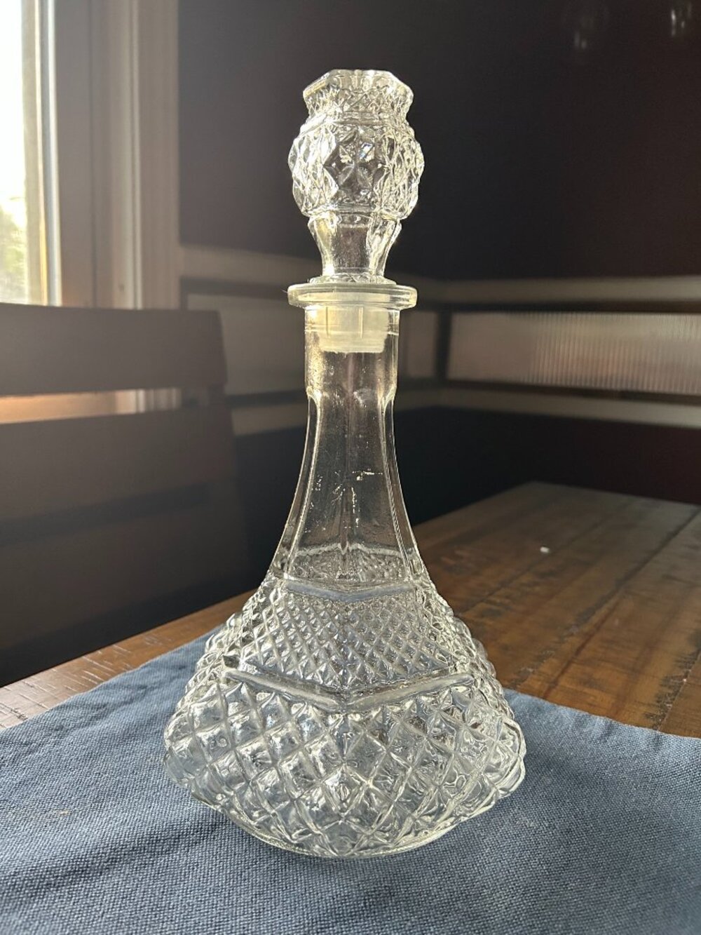 Vintage Diamond Cut Glass Decanter with Stopper Wexford Ships Decanter by Anch